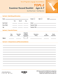 TOPL-2 Examiner Record Booklets, Ages 6-7 (25)